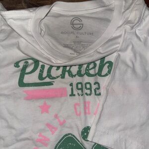 Social Culture White and Green Graphic Tee